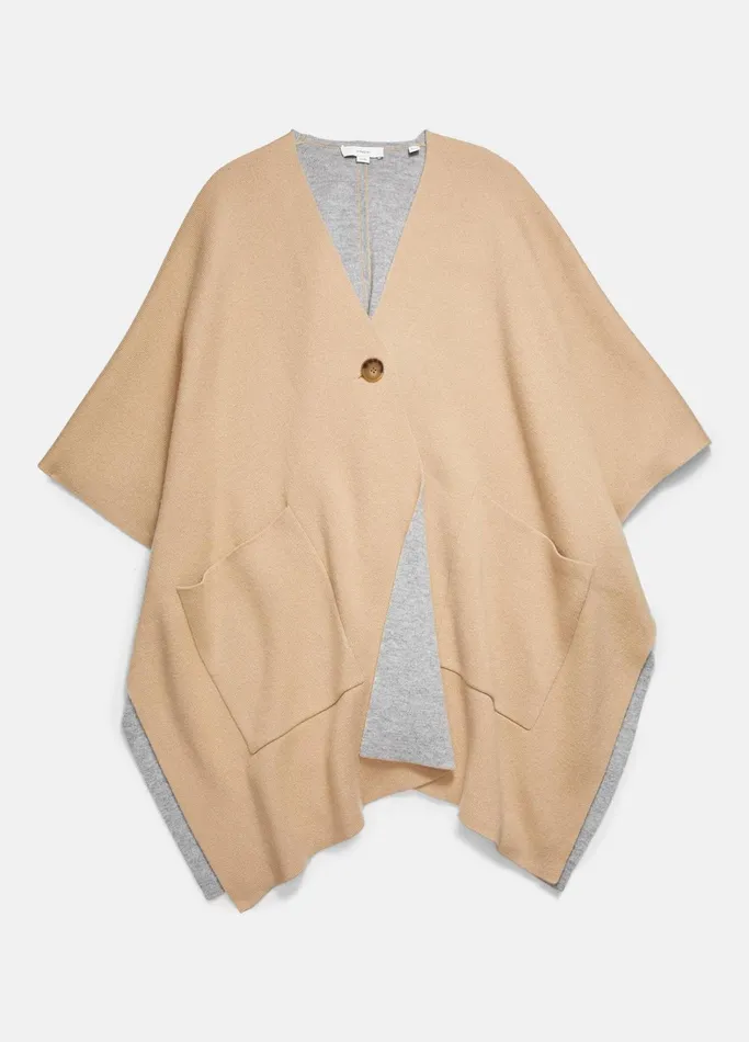 Vince Sweaters Women Wool And Cashmere DoubleFace Cape Camel Grey