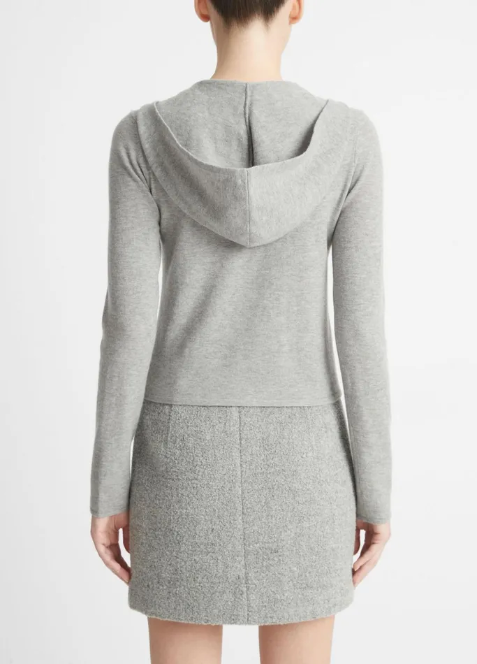 Vince Sweaters Women WoolBlend Zip Hoodie Heather Silver Dust