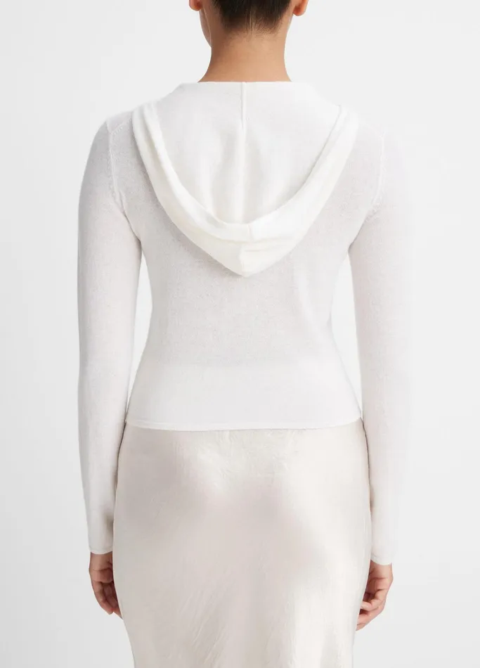 Vince Sweaters Women WoolBlend Zip Hoodie Off White