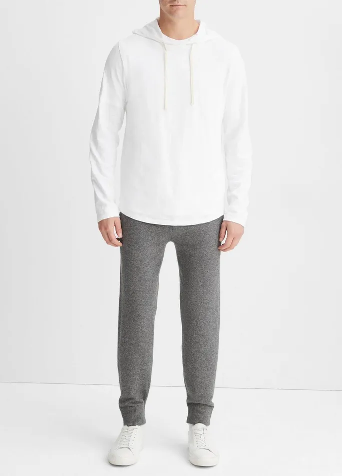 Vince Sweatshirts and Hoodies Men Textured Cotton Hoodie Optic White
