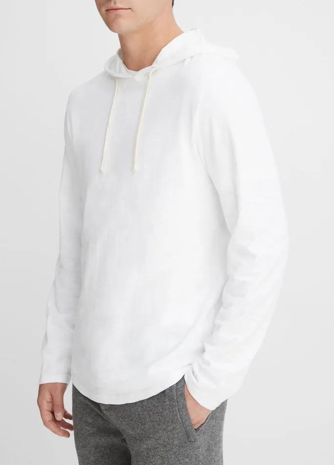 Vince Sweatshirts and Hoodies Men Textured Cotton Hoodie Optic White