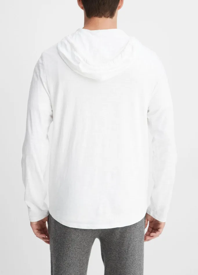 Vince Sweatshirts and Hoodies Men Textured Cotton Hoodie Optic White