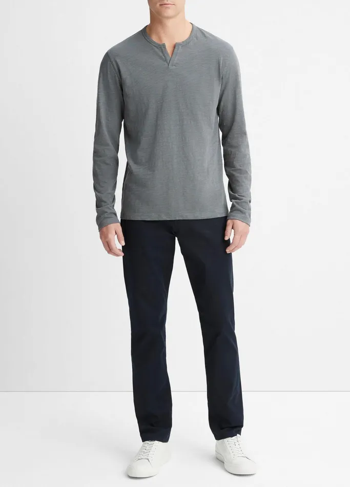 Vince TShirts and Polos Men Slub Cotton SplitNeck TShirt Dusty Teal