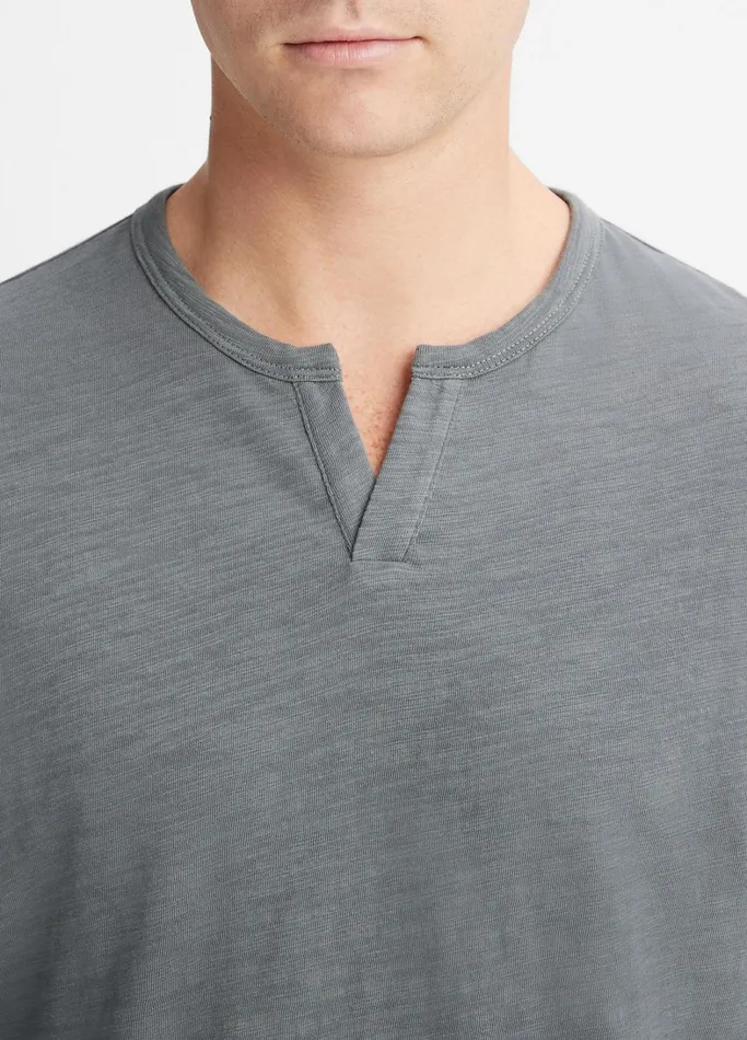 Vince TShirts and Polos Men Slub Cotton SplitNeck TShirt Dusty Teal