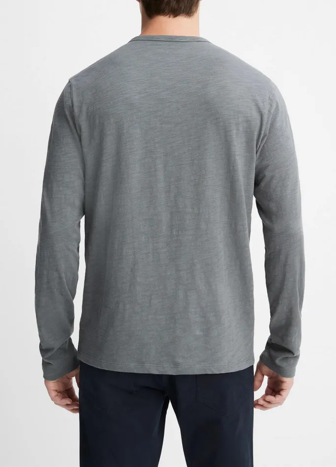 Vince TShirts and Polos Men Slub Cotton SplitNeck TShirt Dusty Teal