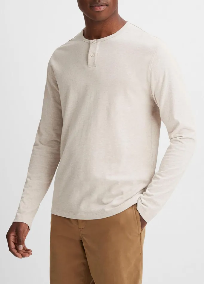 Vince TShirts and Polos Men Sueded Jersey LongSleeve Henley Heather Runyon