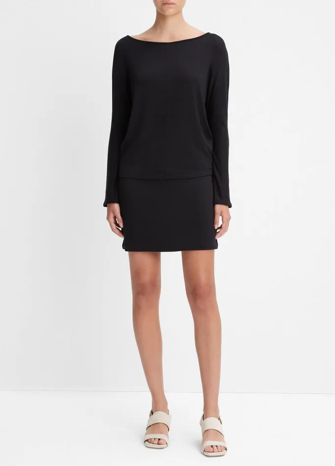 Vince TShirts Women Draped WideNeck Top Black
