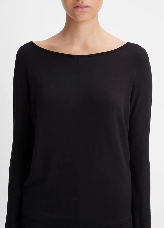 Vince TShirts Women Draped WideNeck Top Black