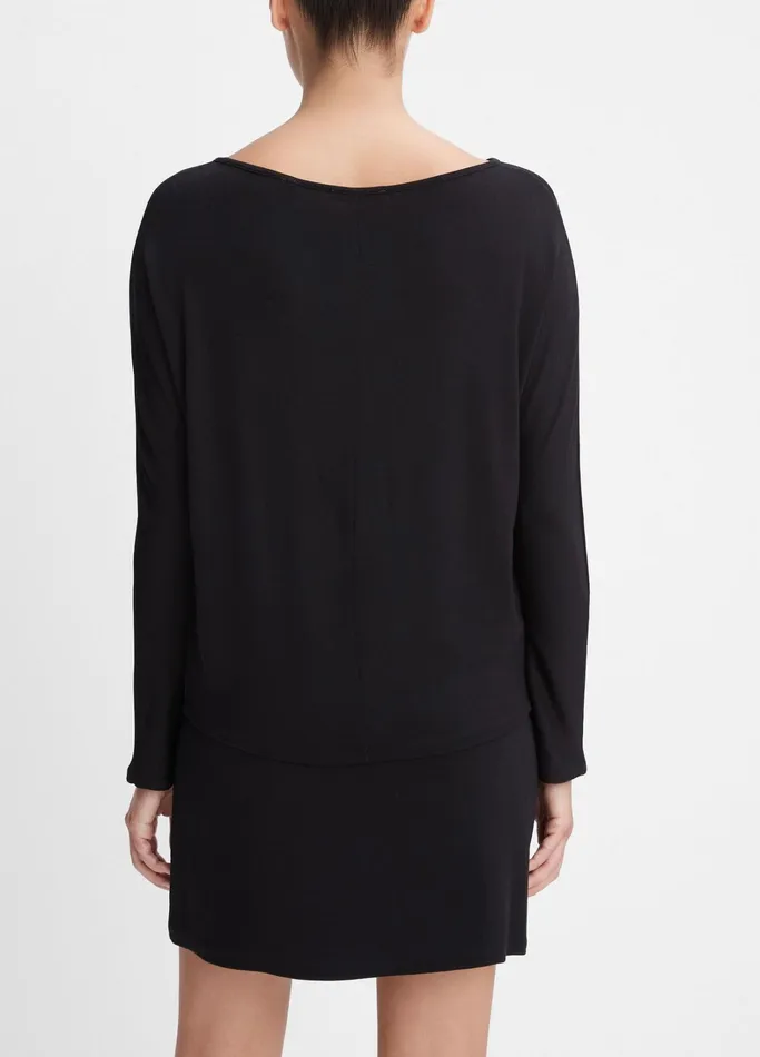 Vince TShirts Women Draped WideNeck Top Black