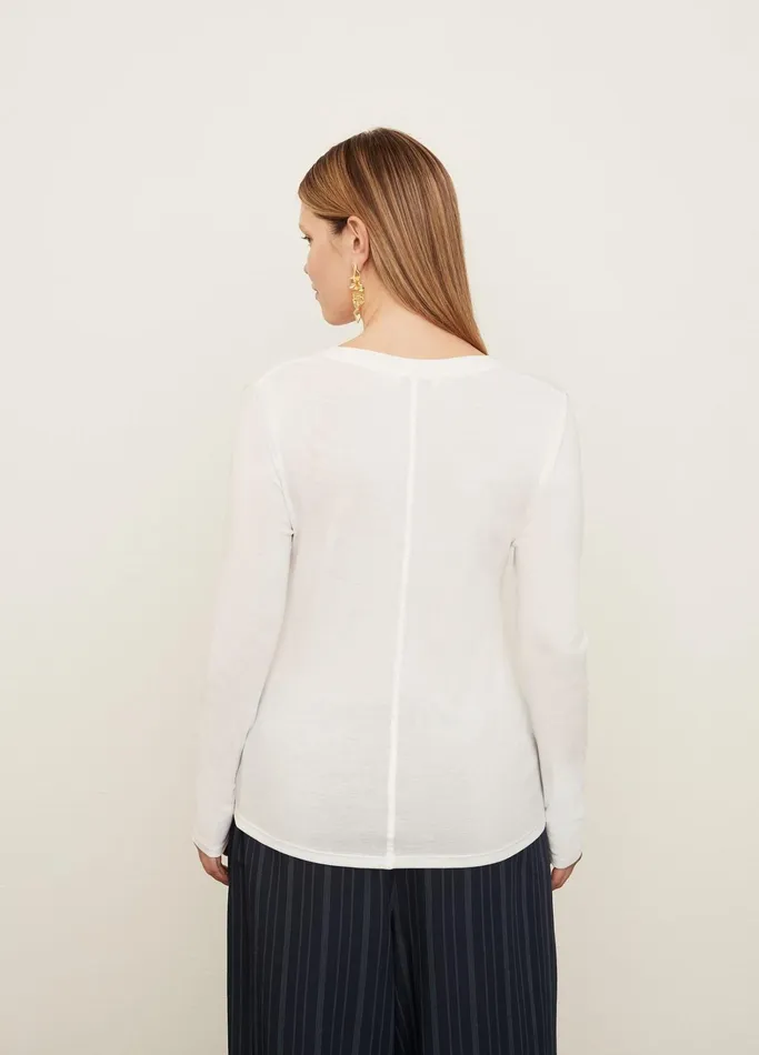 Vince TShirts Women Scoop Neck Long Sleeve TShirt Optic White