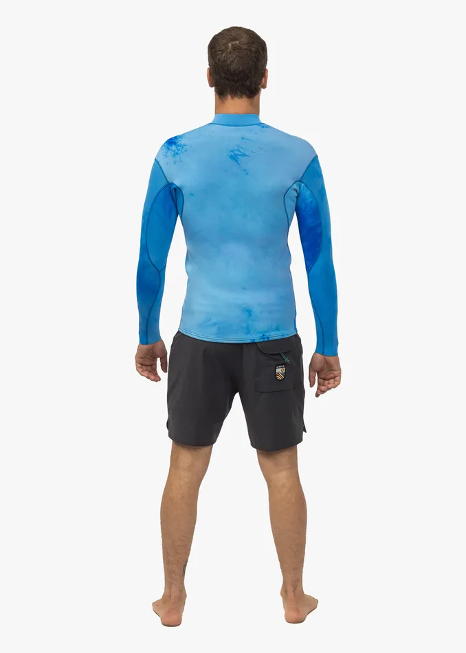 Wetsuit Tops and Lycra Vissla Men Solid Sets 2MM Front Zip Wetsuit Jacket Tie Dye