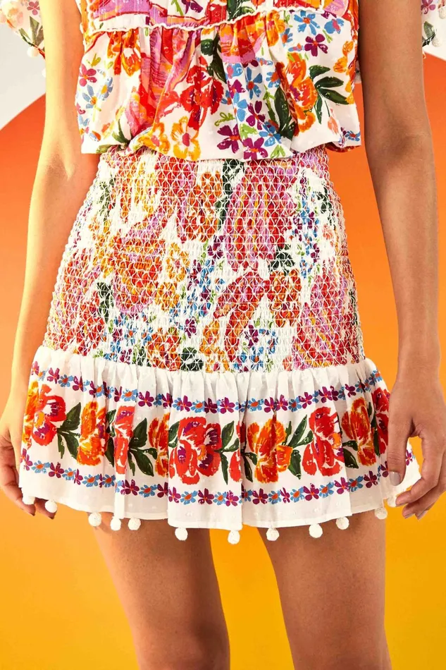 White Spring Bananas Mini Skirt Women Farm Rio Skirts