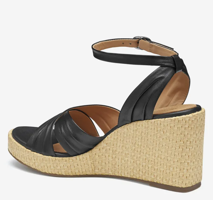 Women8217s Shoes Marcia CrossBand Sandal Black Glove Leather 8211 Johnston and Murphy Women