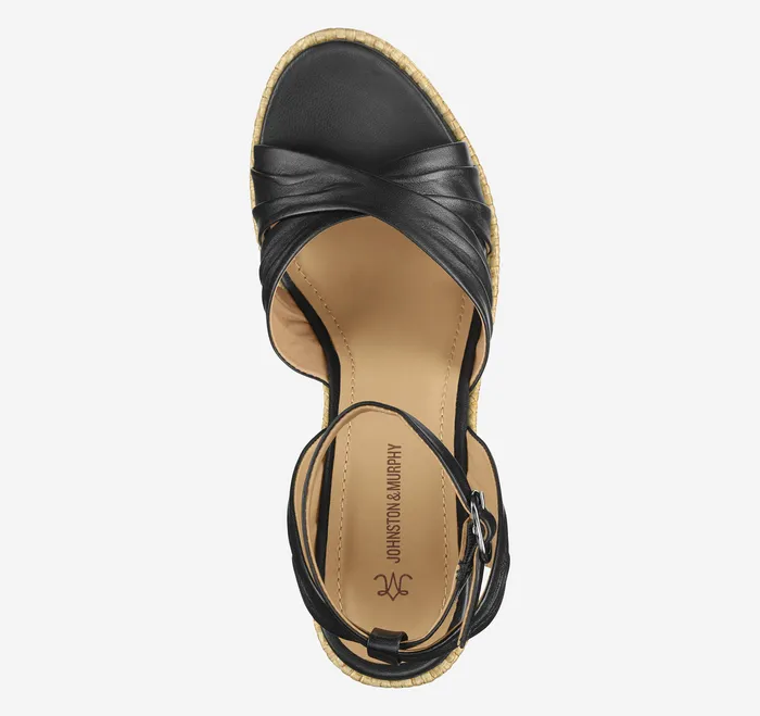 Women8217s Shoes Marcia CrossBand Sandal Black Glove Leather 8211 Johnston and Murphy Women