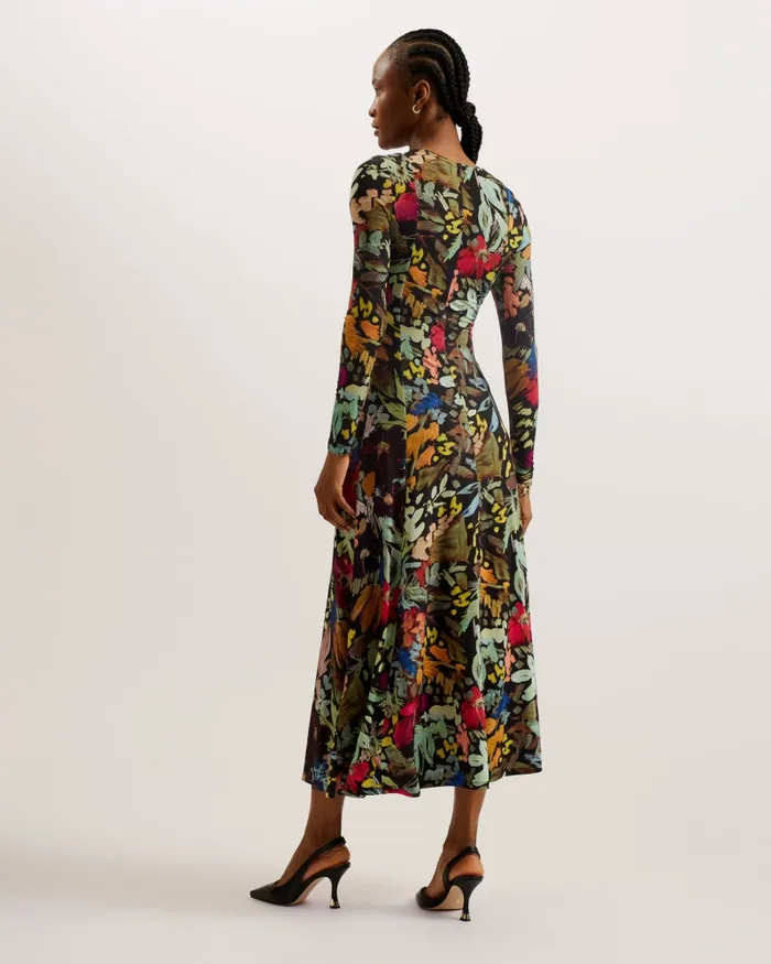 Women ALEXANN 8211 Printed Long Sleeve Midaxi Dress Black Ted Baker Dresses