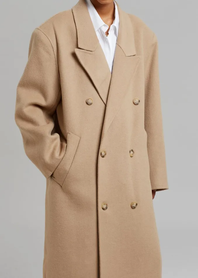 Women Alexis Padded Shoulder Coat 8211 Camel The Frankie Shop Outerwear