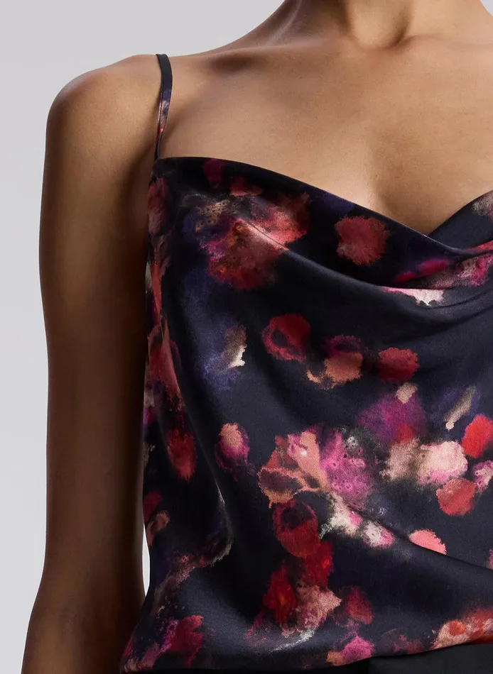 Women Amber Stretch Silk Camisole Top Navy Multi ALC Tees and Tanks