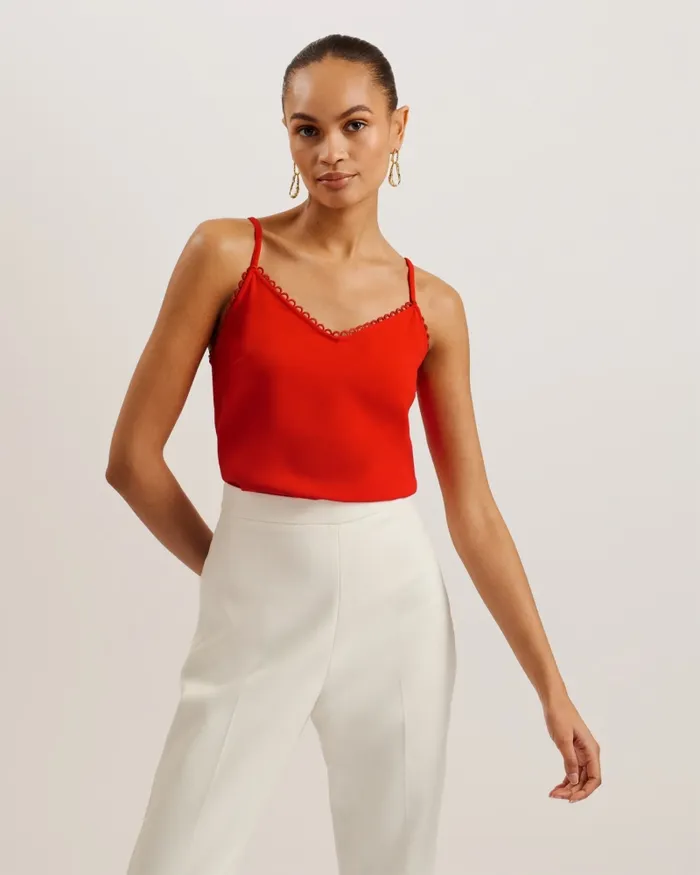 Women ANDRENO 8211 Strappy Cami With Looped Trims Red Ted Baker Tops and Blouses