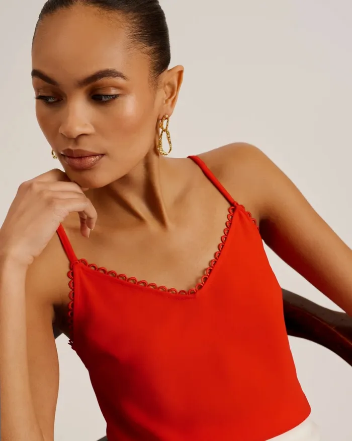 Women ANDRENO 8211 Strappy Cami With Looped Trims Red Ted Baker Tops and Blouses