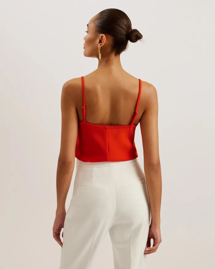 Women ANDRENO 8211 Strappy Cami With Looped Trims Red Ted Baker Tops and Blouses