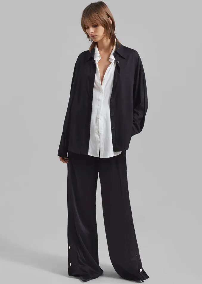 Women Ann Double Layer Shirt 8211 BlackWhite The Frankie Shop Tops