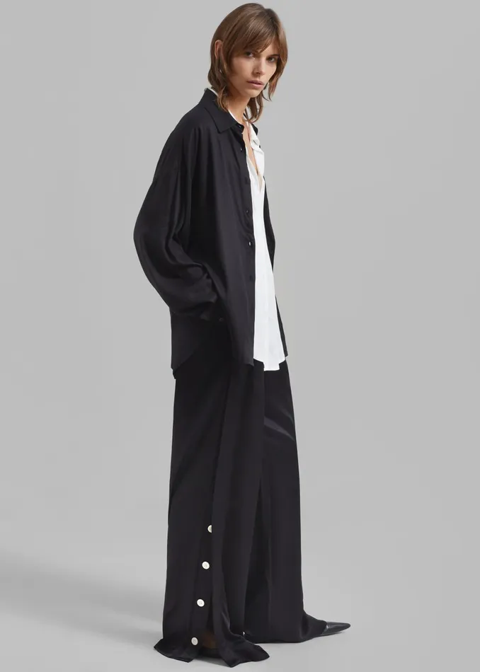 Women Ann Double Layer Shirt 8211 BlackWhite The Frankie Shop Tops