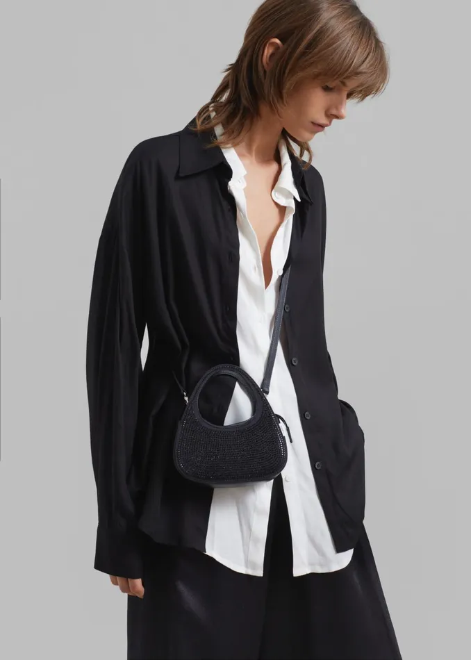 Women Ann Double Layer Shirt 8211 BlackWhite The Frankie Shop Tops