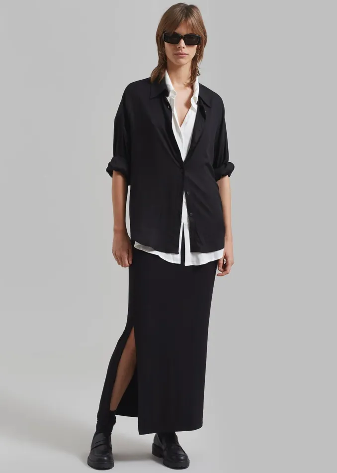 Women Ann Double Layer Shirt 8211 BlackWhite The Frankie Shop Tops