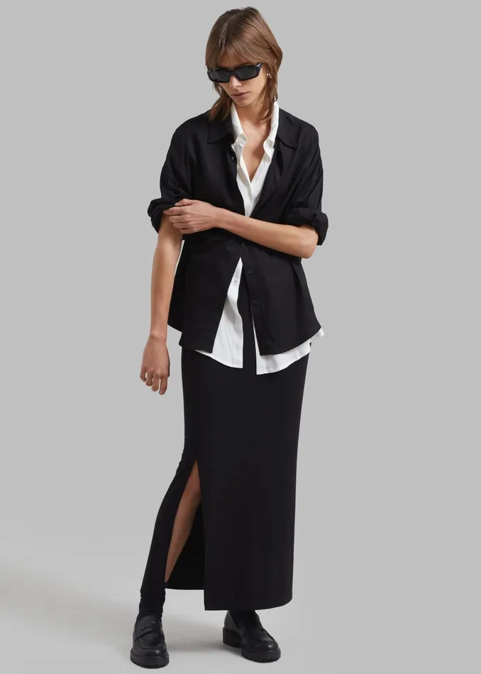 Women Ann Double Layer Shirt 8211 BlackWhite The Frankie Shop Tops