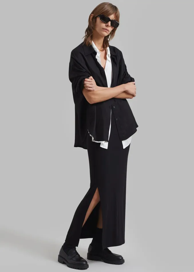 Women Ann Double Layer Shirt 8211 BlackWhite The Frankie Shop Tops