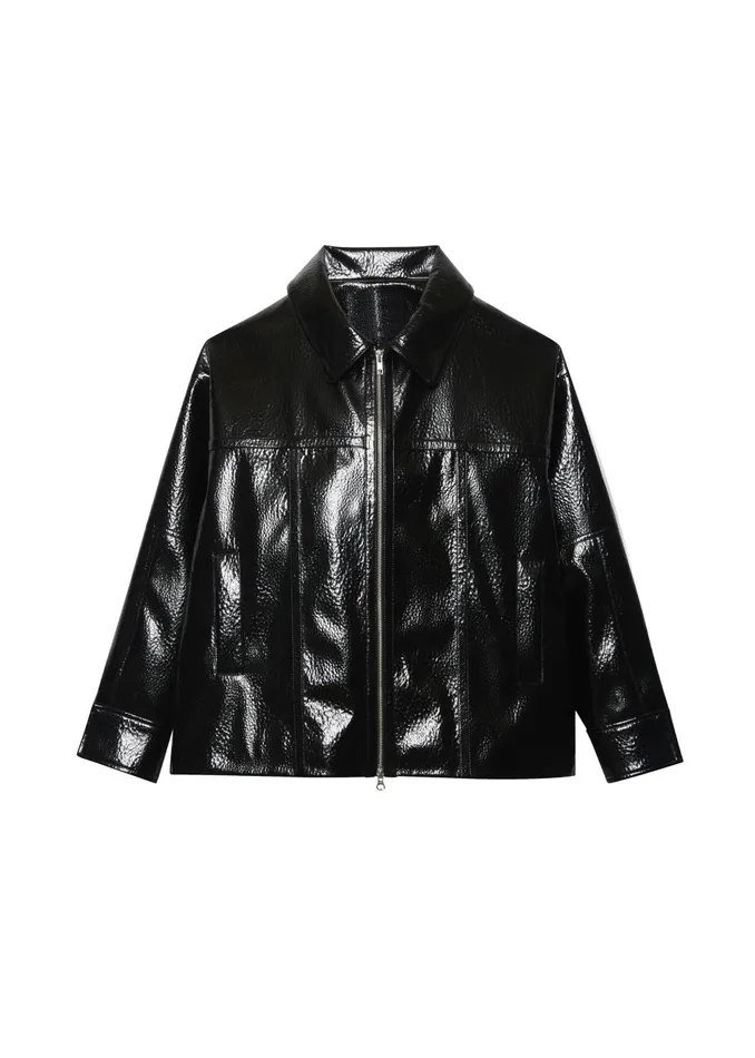 Women Arbor Crackled Faux Leather Jacket 8211 Black The Frankie Shop Outerwear