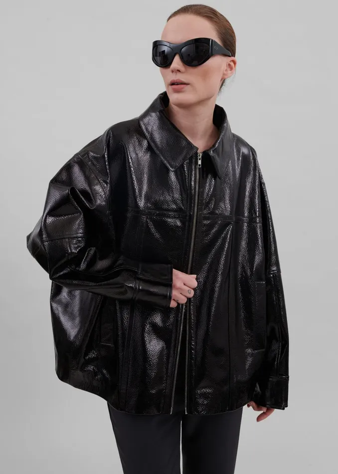 Women Arbor Crackled Faux Leather Jacket 8211 Black The Frankie Shop Outerwear