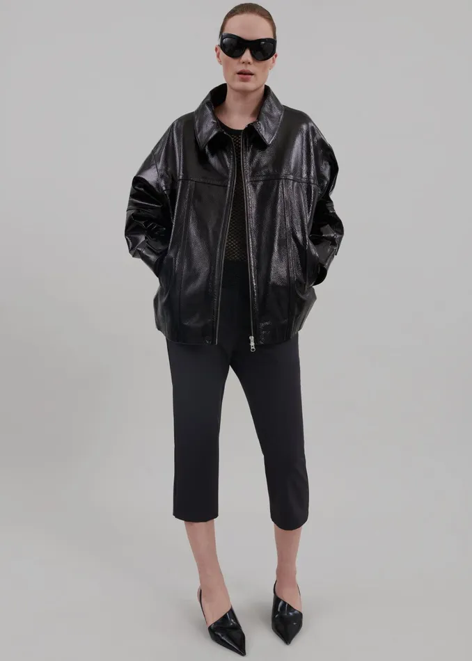 Women Arbor Crackled Faux Leather Jacket 8211 Black The Frankie Shop Outerwear