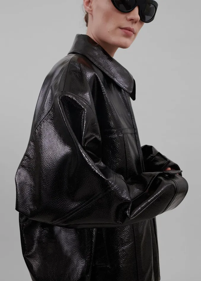 Women Arbor Crackled Faux Leather Jacket 8211 Black The Frankie Shop Outerwear