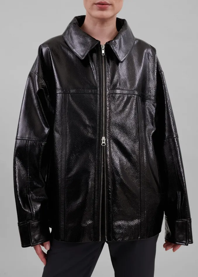 Women Arbor Crackled Faux Leather Jacket 8211 Black The Frankie Shop Outerwear