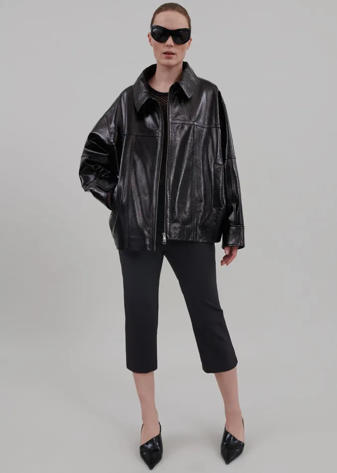 Women Arbor Crackled Faux Leather Jacket 8211 Black The Frankie Shop Outerwear
