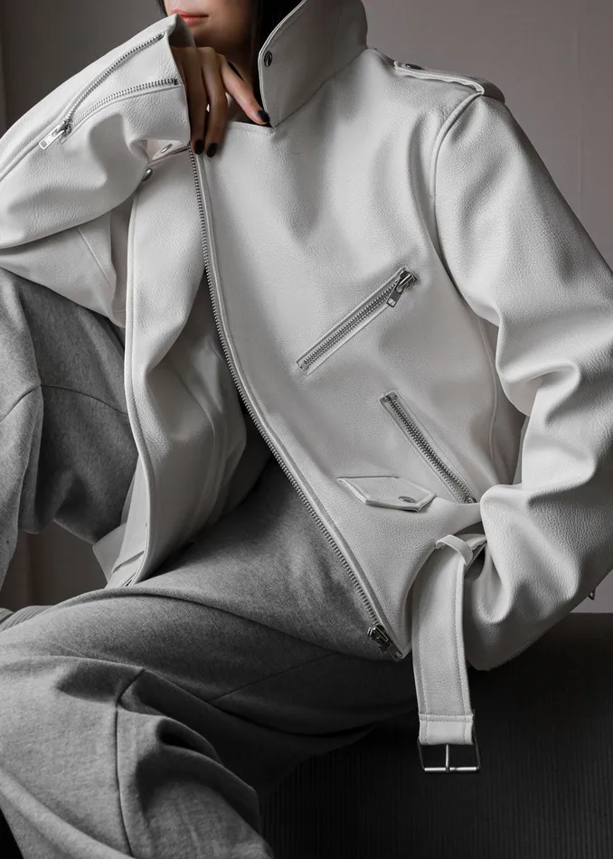Women Aria Faux Leather Jacket 8211 White The Frankie Shop Outerwear