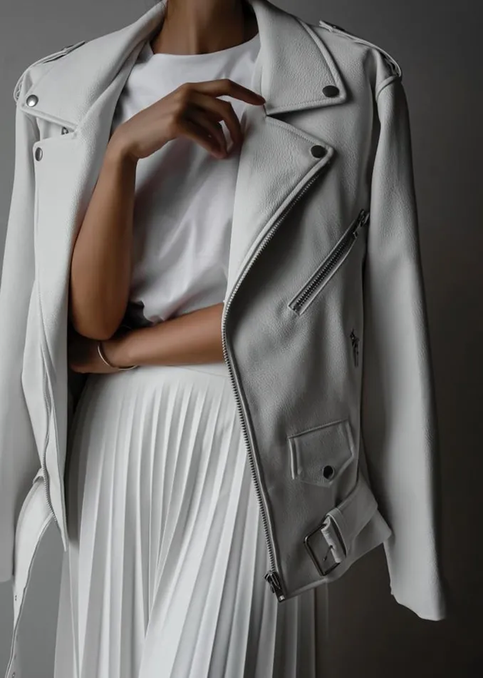 Women Aria Faux Leather Jacket 8211 White The Frankie Shop Outerwear