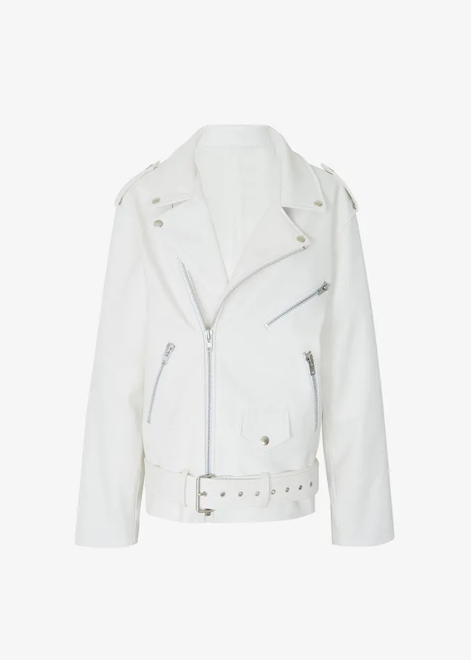 Women Aria Faux Leather Jacket 8211 White The Frankie Shop Outerwear