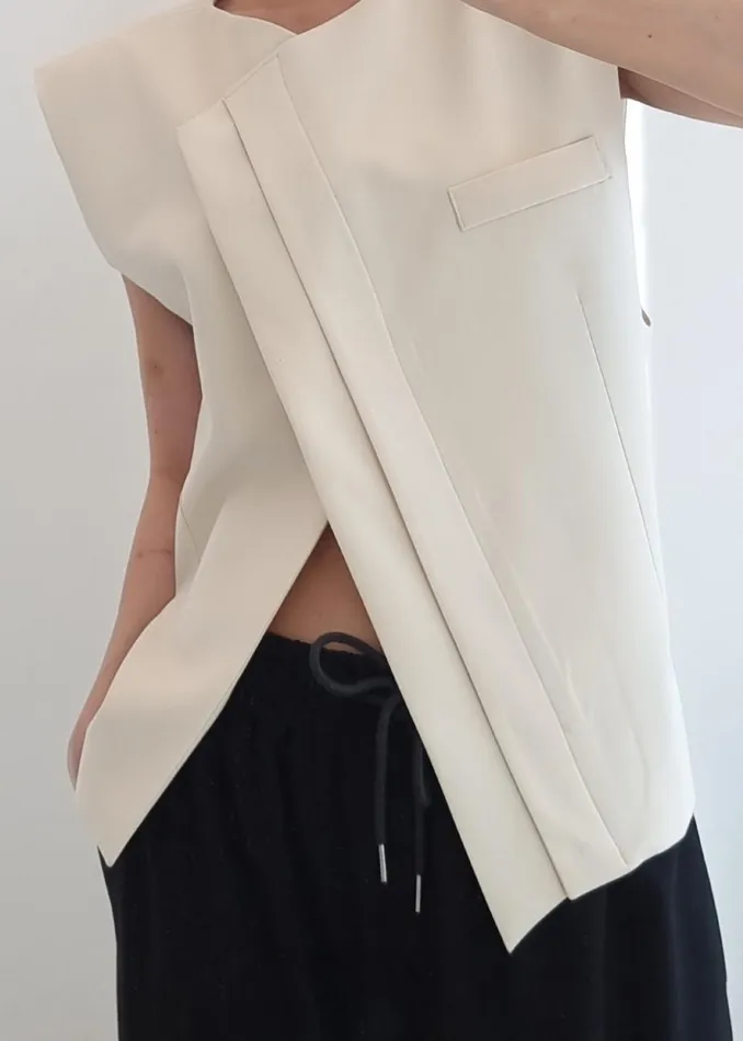 Women Ashton Cross Vest 8211 Cream The Frankie Shop Outerwear