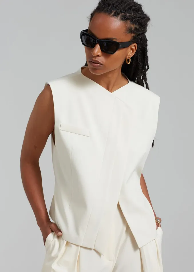 Women Ashton Cross Vest 8211 Cream The Frankie Shop Outerwear