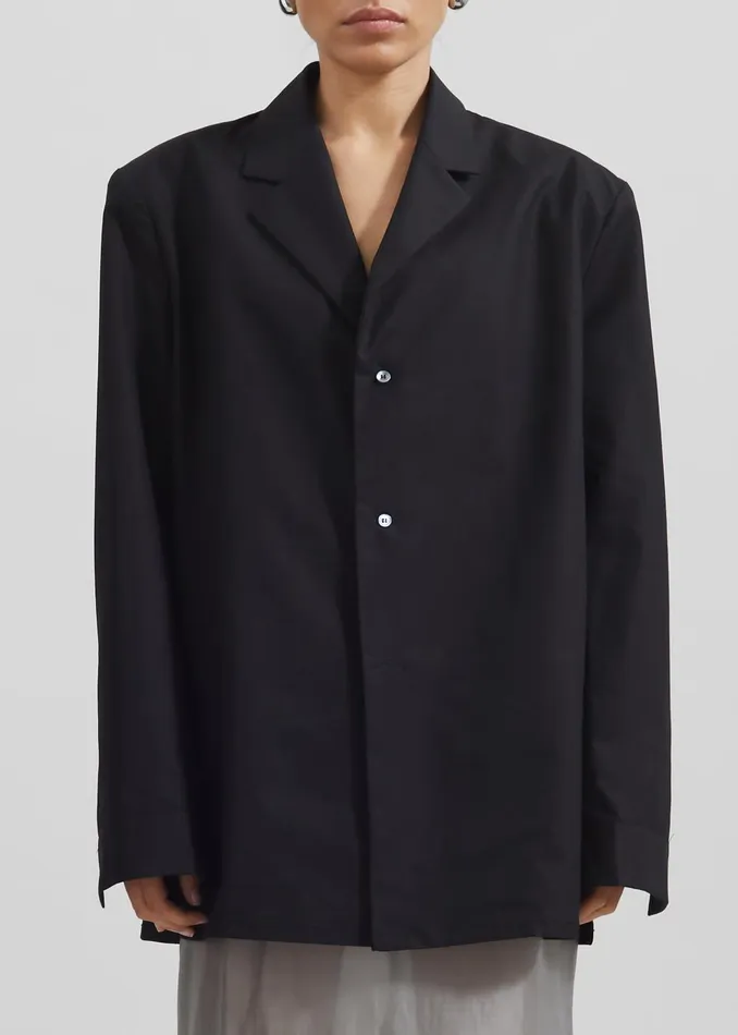 Women Avianna Padded Button Up Shirt 8211 Black The Frankie Shop Tops