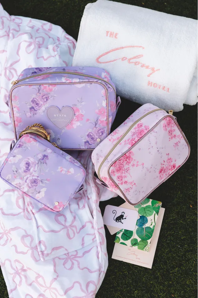 Women Bags and Travel LoveShackFancy State Travel Pouch Set Happy Thoughts