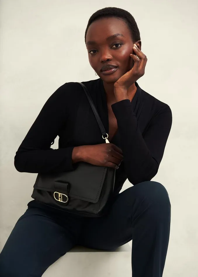 Women Bags Hobbs Lana Leather Shoulder Bag Black