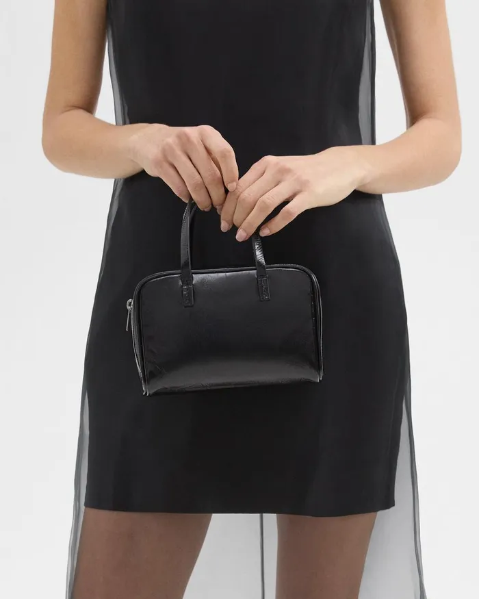 Women Bags Theory Mini Pillow Bag In Crinkled Patent Leather Black