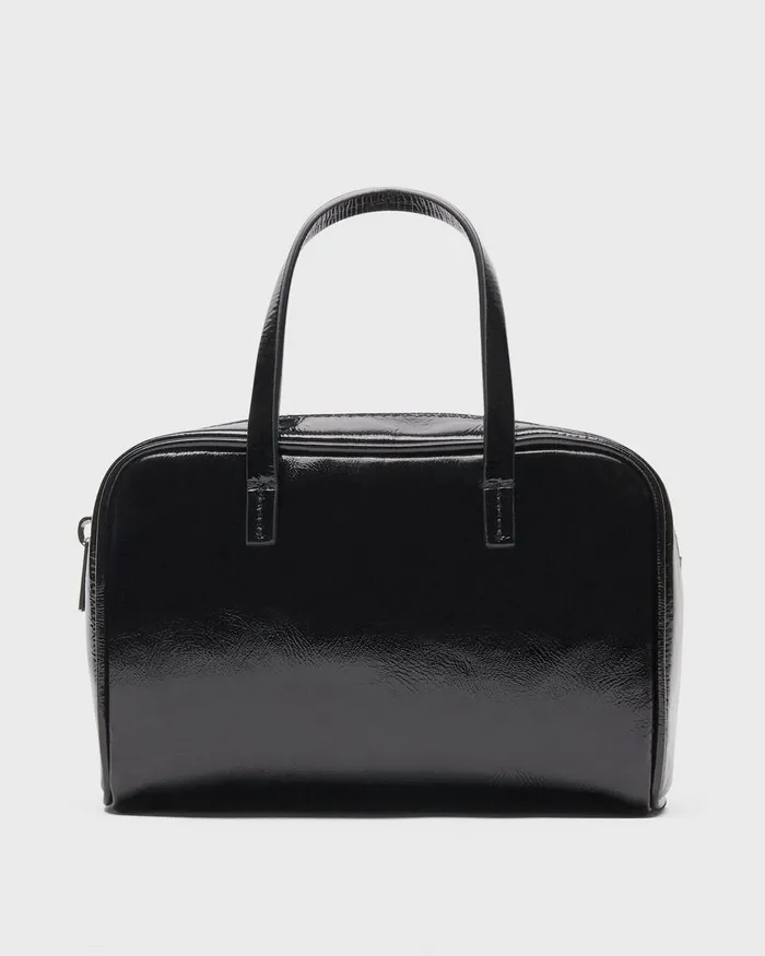 Women Bags Theory Mini Pillow Bag In Crinkled Patent Leather Black