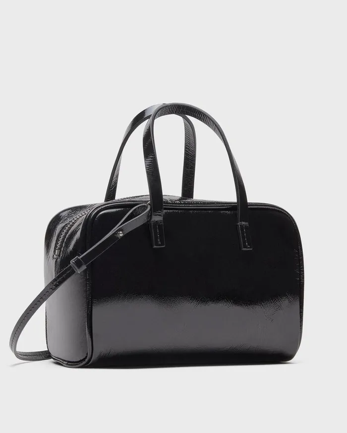 Women Bags Theory Mini Pillow Bag In Crinkled Patent Leather Black