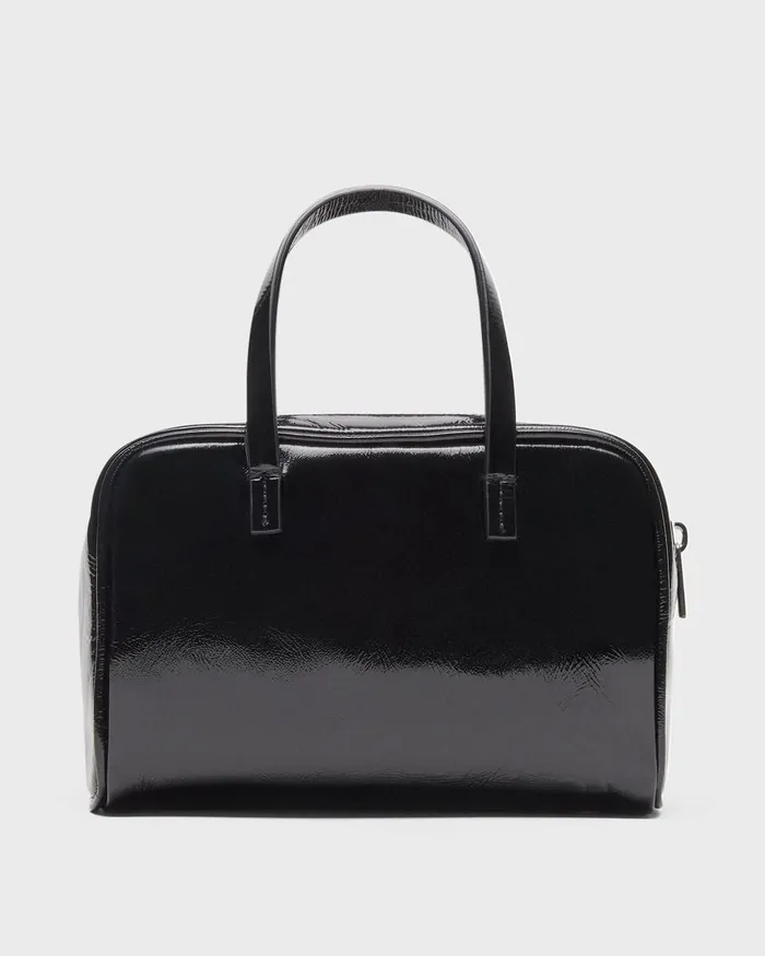 Women Bags Theory Mini Pillow Bag In Crinkled Patent Leather Black