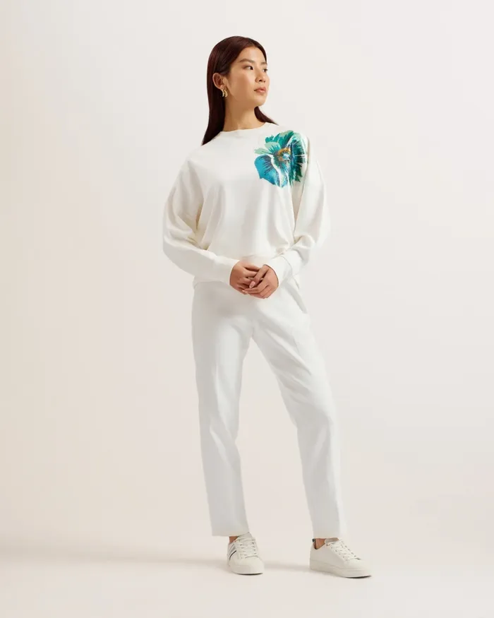 Women BAYLEYY 8211 Sequin Graphic Embellished Sweatshirt White Ted Baker Tops and Blouses