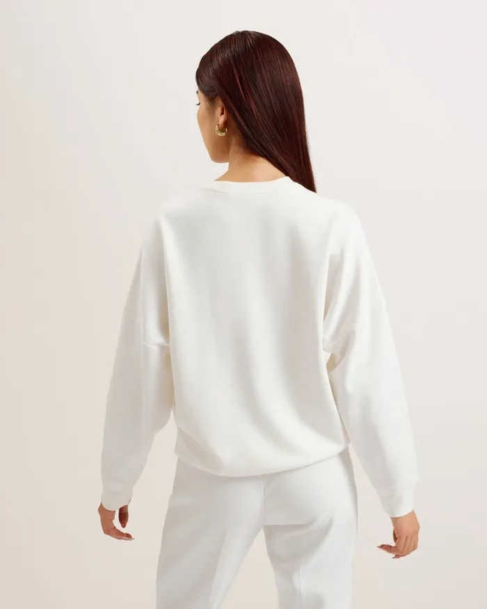 Women BAYLEYY 8211 Sequin Graphic Embellished Sweatshirt White Ted Baker Tops and Blouses